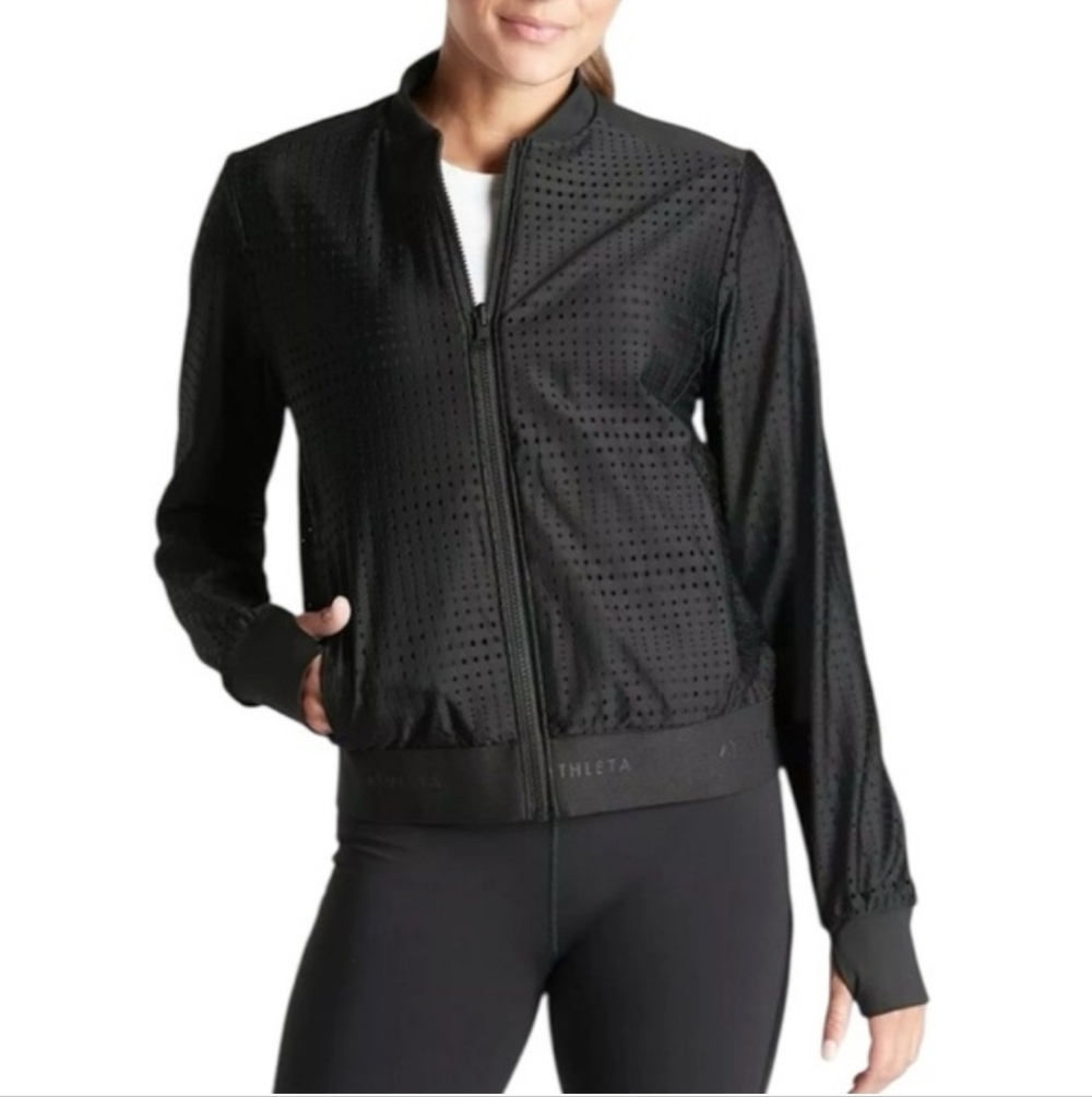 Athleta | Women's Black A Game Perforated Reversible Bomber Jacket Size Medium